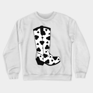 BLACK Cow Spots Cowboy Boot Crewneck Sweatshirt